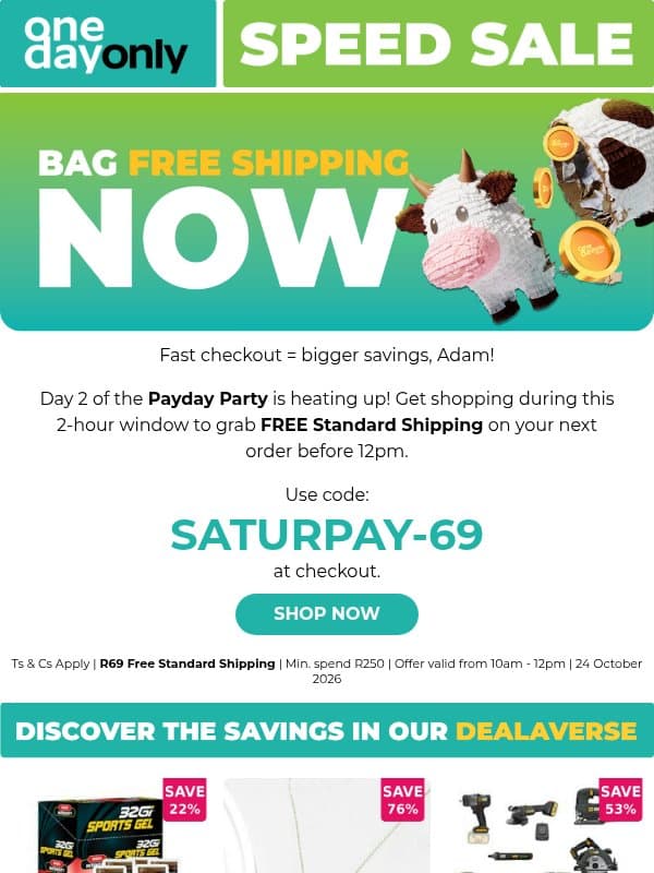 FREE Shipping speed sale alert! 🚀 email from Odo