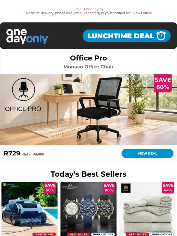 60% OFF? Are you sitting down? πͺ email from Odo