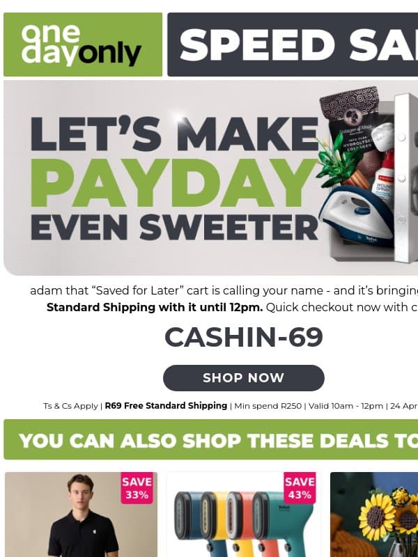 FREE SHIPPING SPEED SALE email from Odo