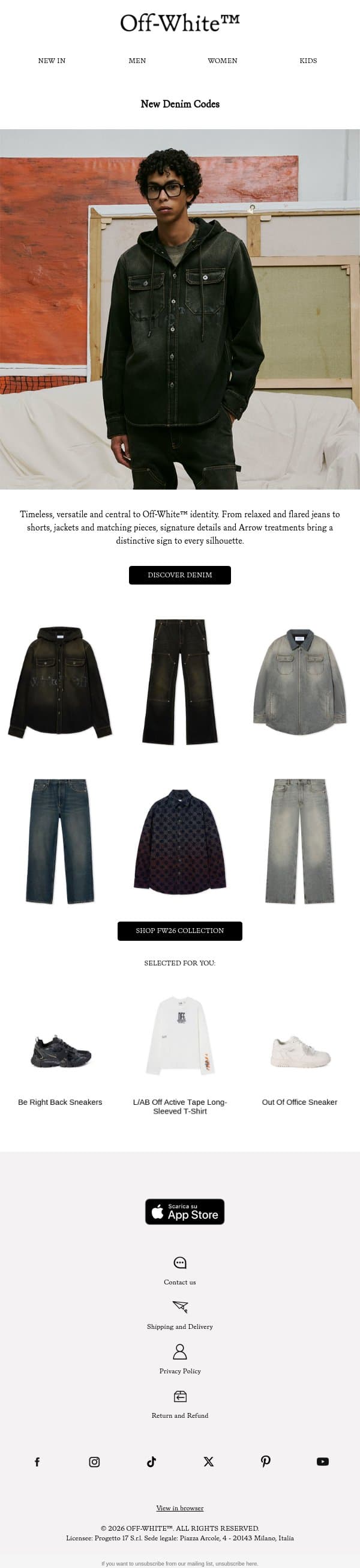 A new chapter in denim. email from Off-White screenshot