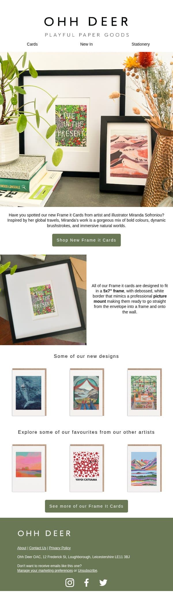 Is it a card? Is it an art print? email from Ohh Deer screenshot