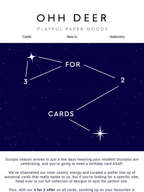 you + these cards = written in the stars! email from Ohh Deer