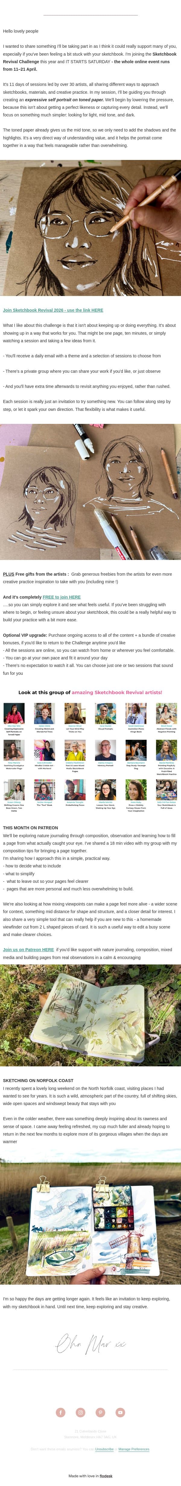 Sketchbook Revival starts soon email from Ohn Mar Win screenshot
