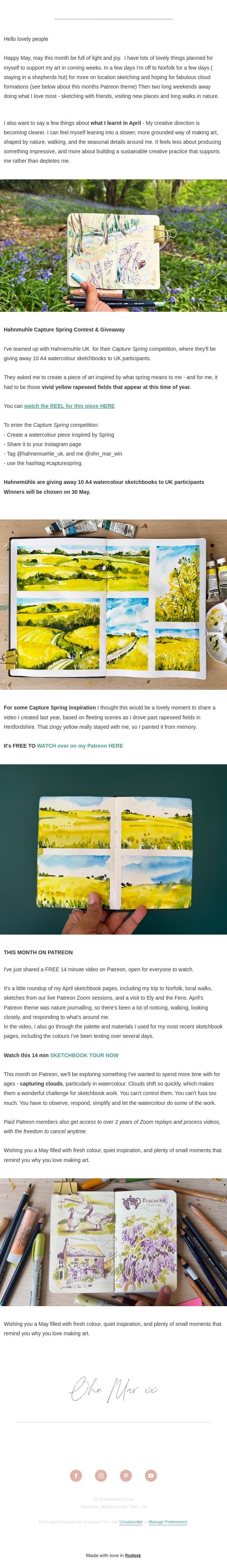 Sketchbook Tour for April email from Ohn Mar Win screenshot