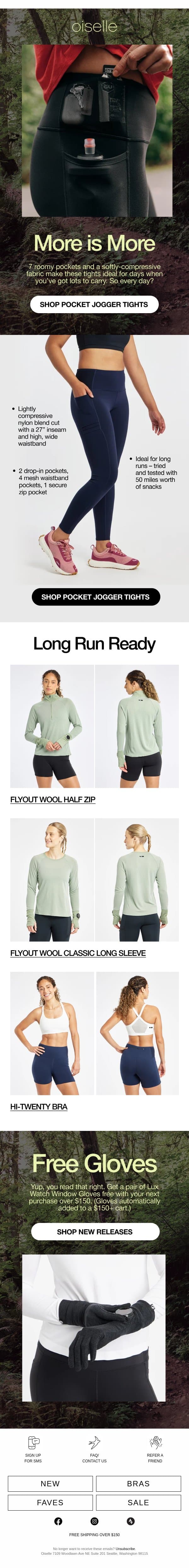 7 Pockets email from Oiselle screenshot