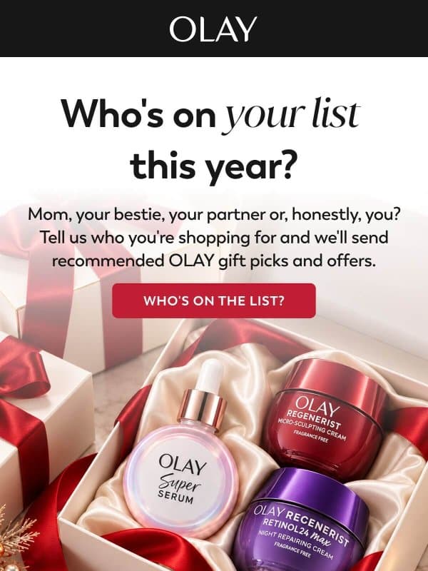 One click to easier gifting π email from Olay