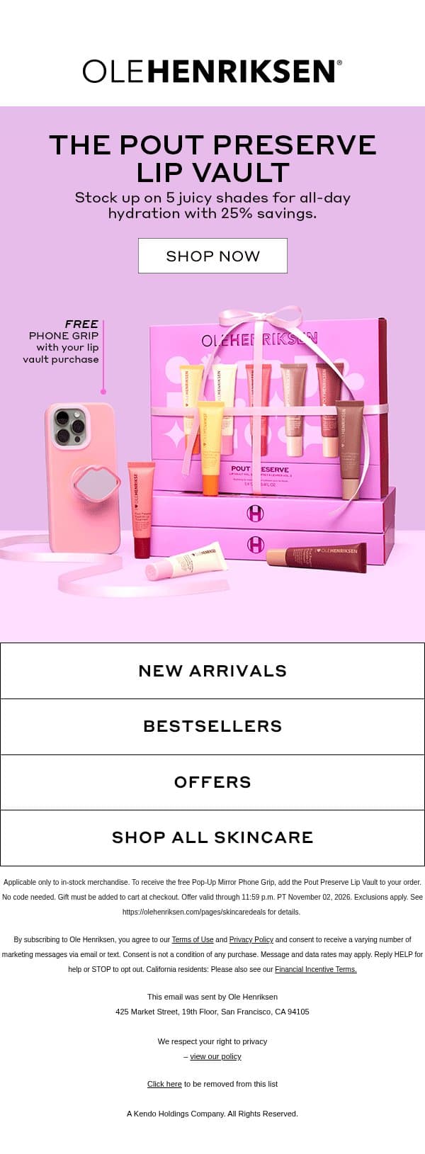 An exclusive lip gift just for you. π email from Ole Henriksen screenshot