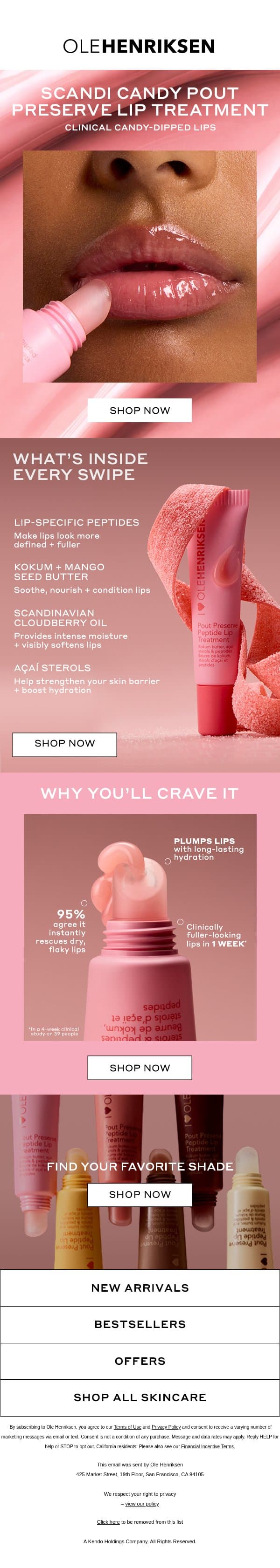 NEW lip shade with delicious results 🩷 email from Ole Henriksen screenshot