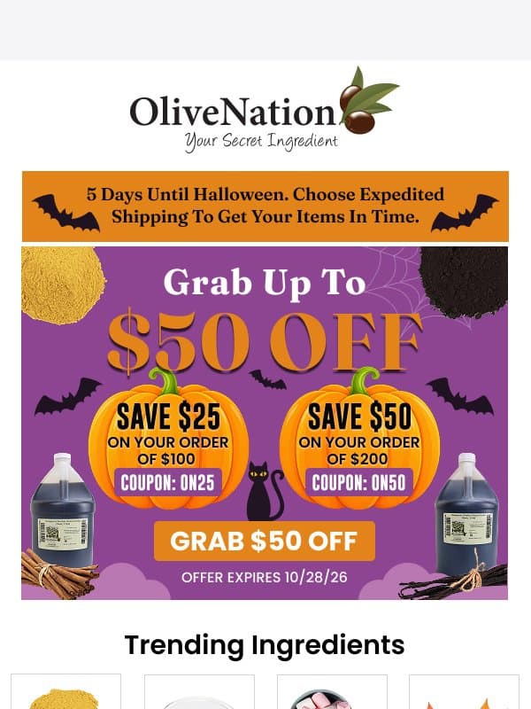 👻 Boo-reaking News: $50 Off Flash Sale! email from OliveNation