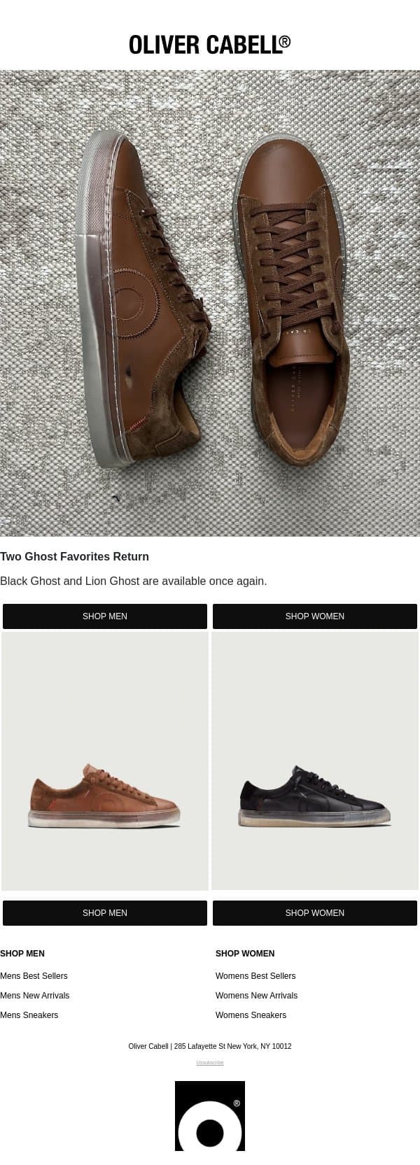 Two Ghost Favorites Return email from Oliver Cabell screenshot