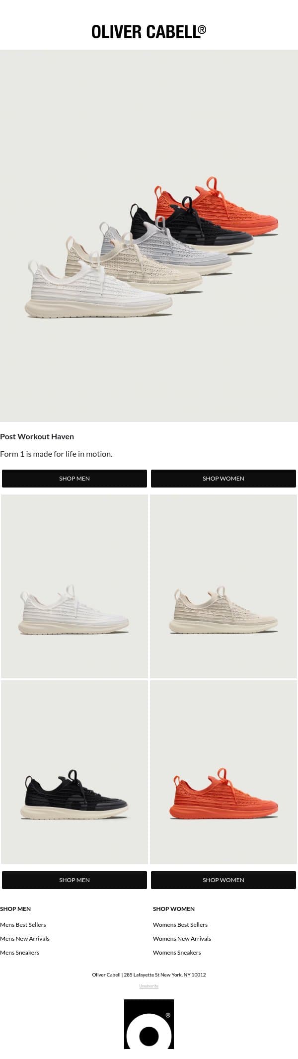 Post Workout Haven email from Oliver Cabell screenshot