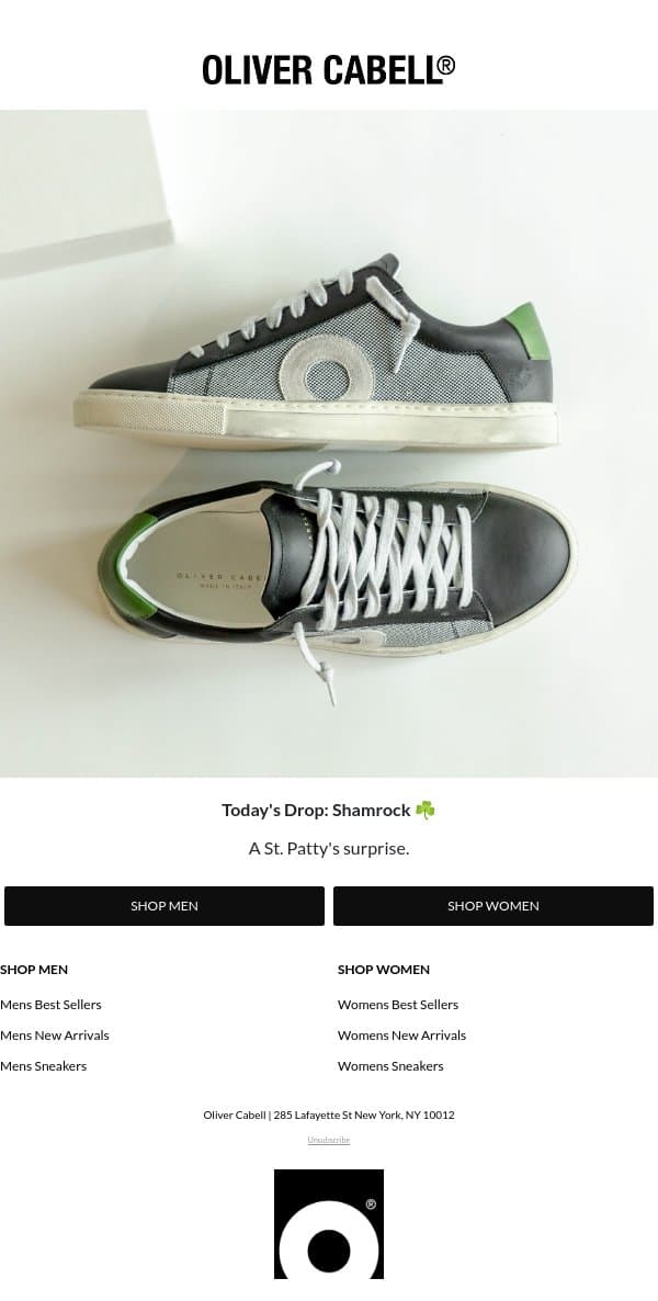Today's Drop: Shamrock ☘️ email from Oliver Cabell screenshot