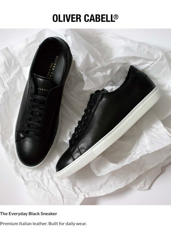 The Everyday Black Sneaker email from Oliver Cabell