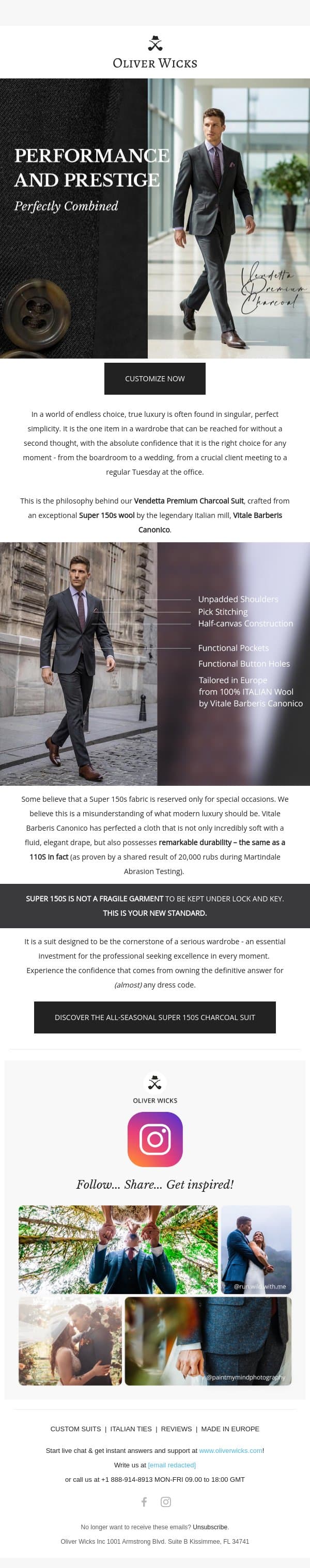 The Last Charcoal Suit You’ll Need email from Oliver Wicks screenshot