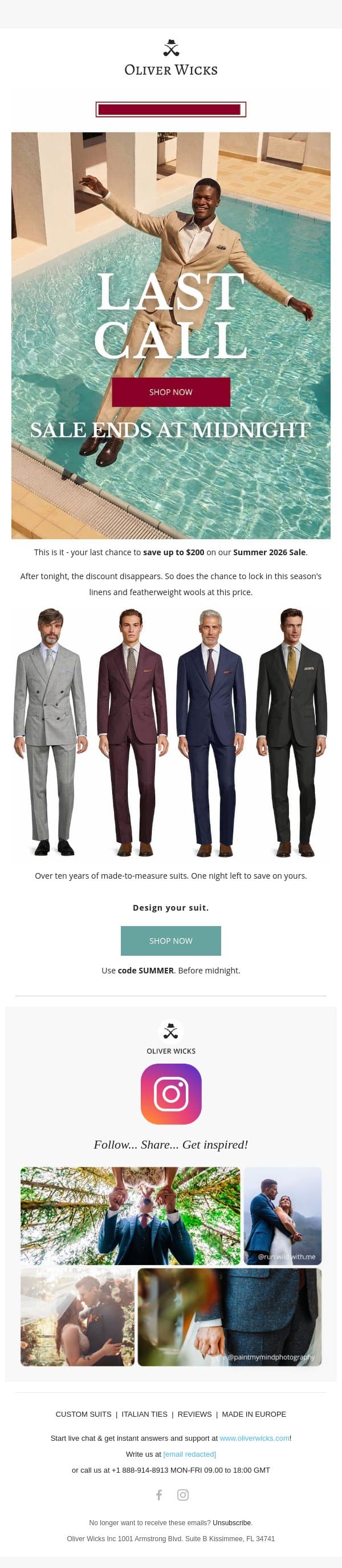 Final Hours: SALE ENDS Tonight email from Oliver Wicks screenshot