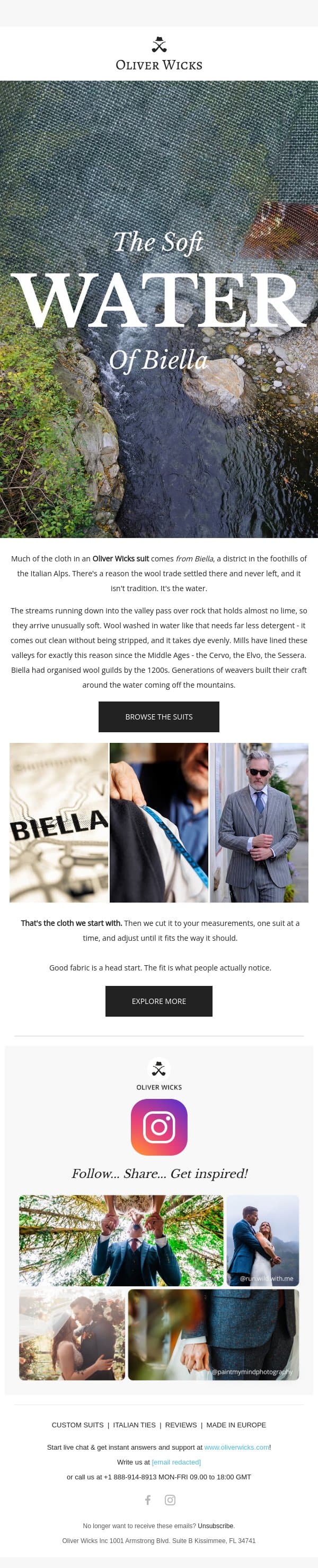 Your suit started in an Alpine river valley email from Oliver Wicks screenshot