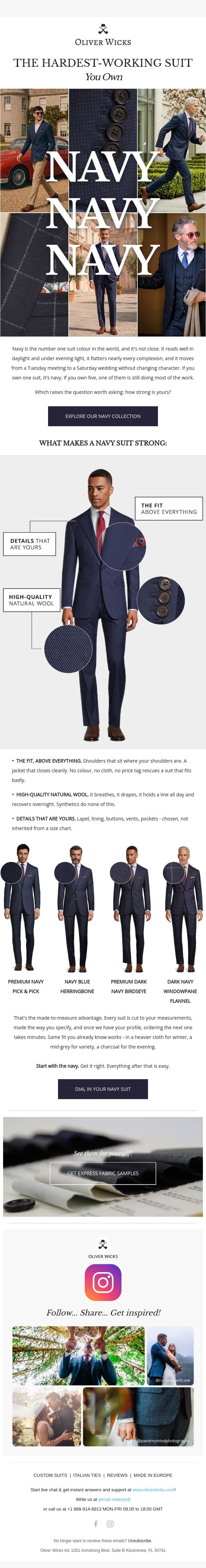 The world's most-worn suit colour. Is yours pulling its weight? email from Oliver Wicks screenshot