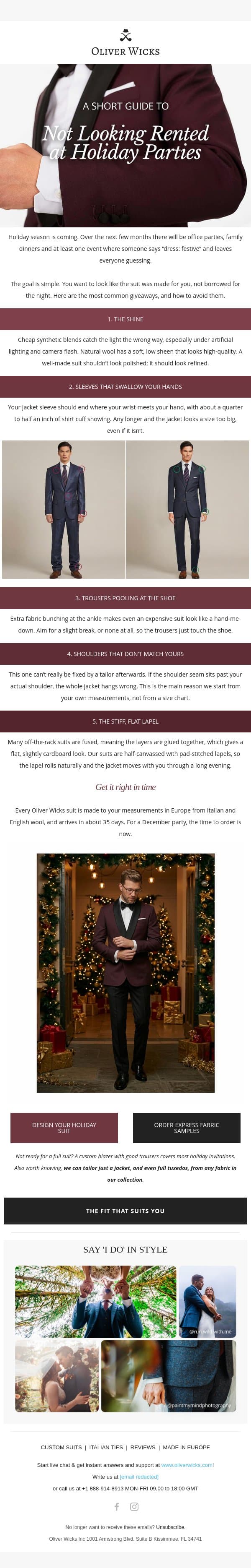 Your holiday suit, ready before December email from Oliver Wicks screenshot