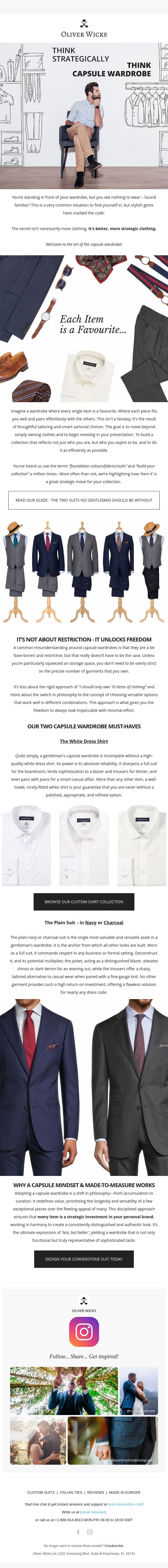Stop buying clothes. Start building a collection. email from Oliver Wicks screenshot