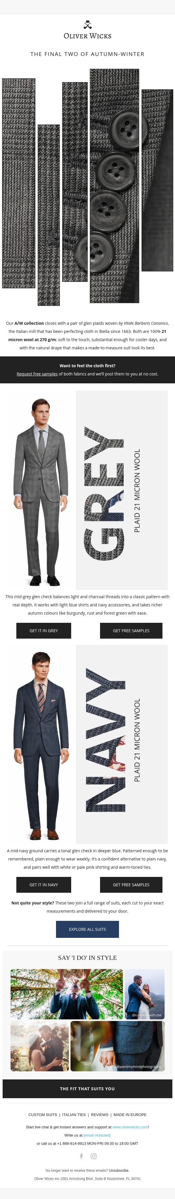 Our A/W collection closes in style email from Oliver Wicks screenshot