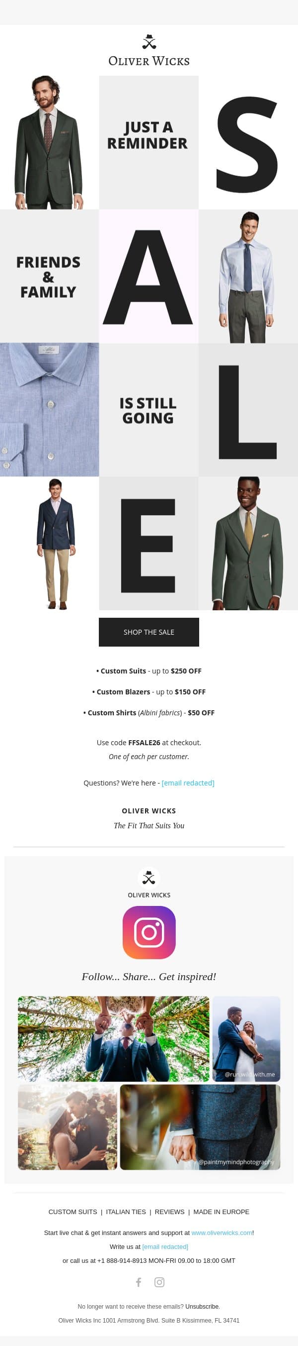 Reminder: Friends & Family Sale is on email from Oliver Wicks screenshot