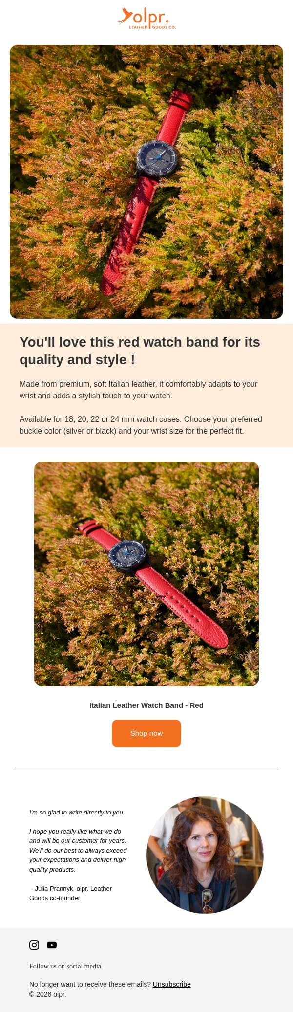 The Perfect Watch Band for Your Watch ! email from OLPR screenshot