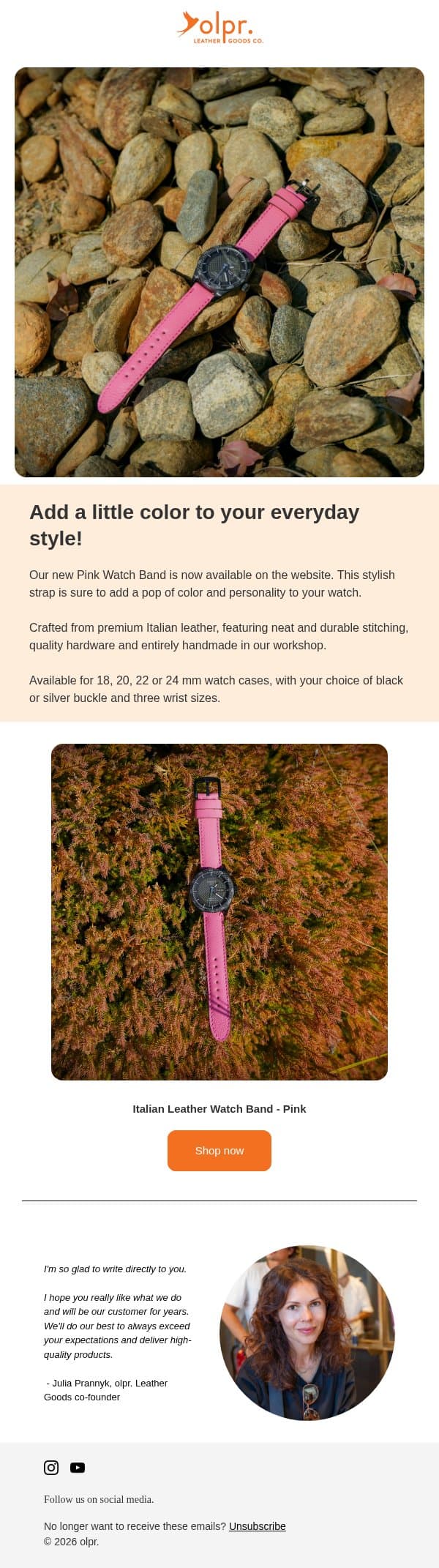 Pink Strap - New Arrival in Our Watch Band Collection ! email from OLPR screenshot