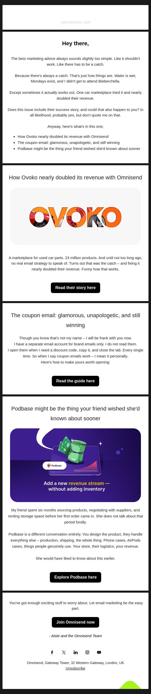 Go on, open it email from Omnisend screenshot