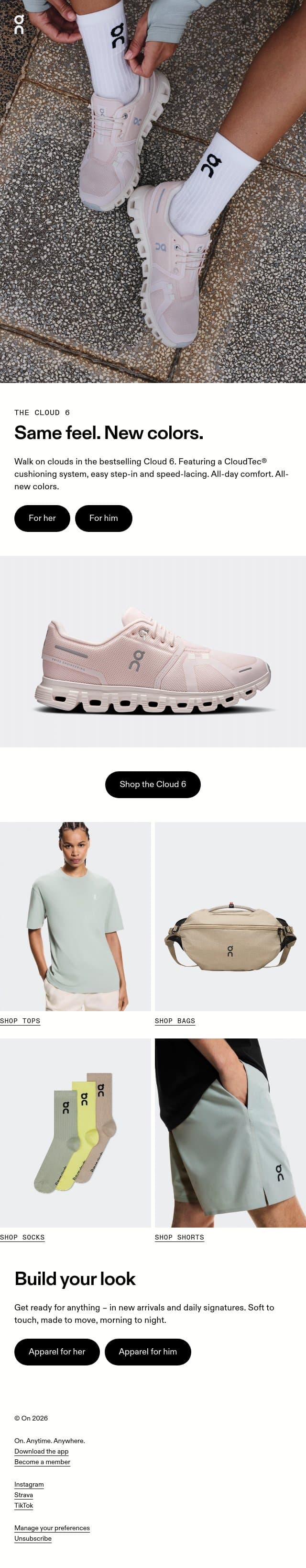 ☁️ The Cloud 6 – now in new colors email from On Running screenshot