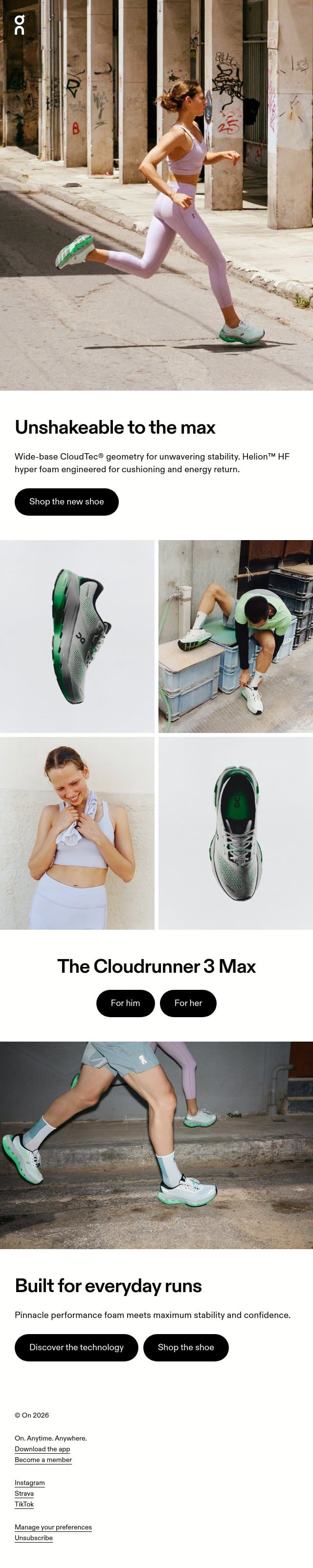 ☁️ Meet the new Cloudrunner 3 Max email from On Running screenshot