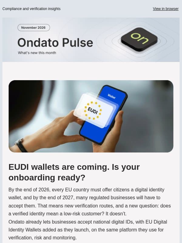 Ondato Pulse | November 2026 email from Ondato