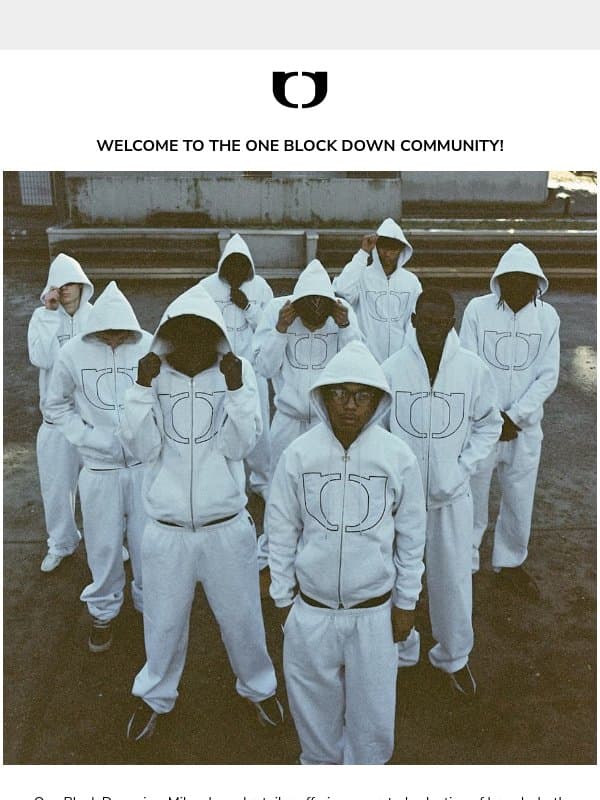 Welcome to the community! email from One Block Down