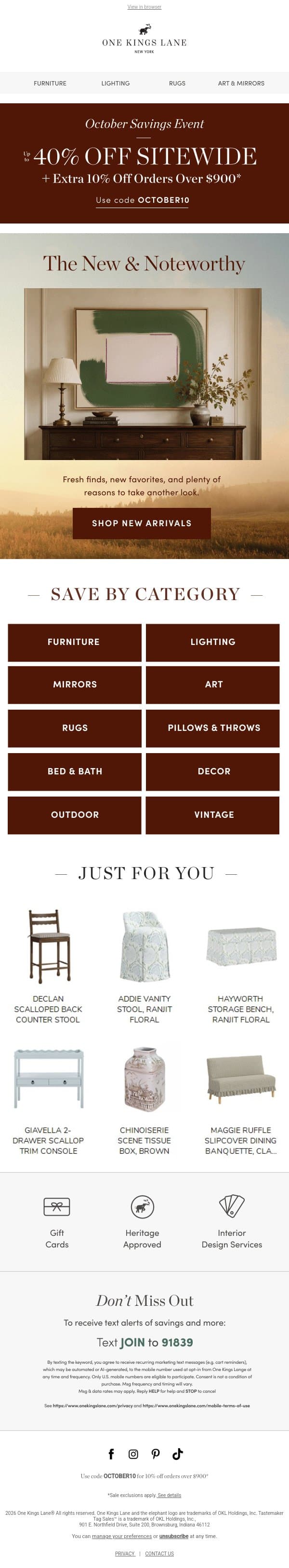 Find Your New Favorite ✨ Up to 40% Off New Arrivals email from One Kings Lane screenshot