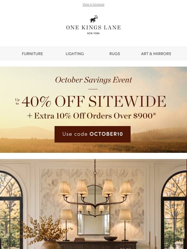 Set the Scene — Up to 40% Off Dining email from One Kings Lane