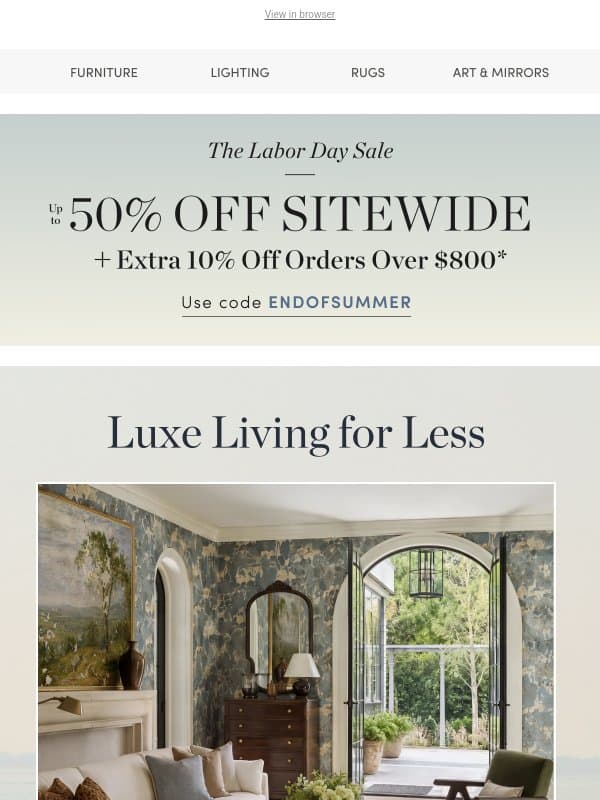 ✨ Luxe Living for Less — Statement Styles, Refined Details email from One Kings Lane
