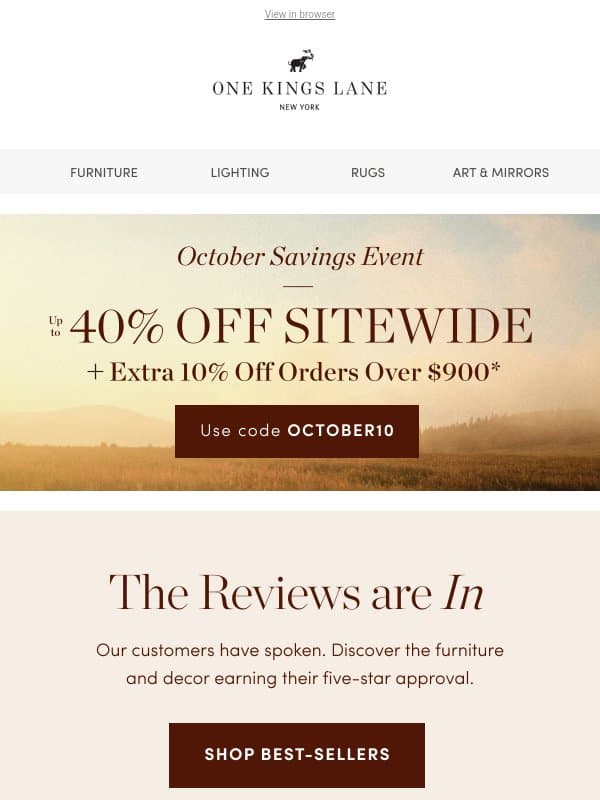 ⭐ The Reviews Are In — Our 5-Star Favorites, Up to 40% off email from One Kings Lane