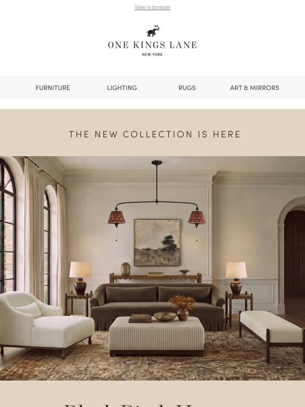 The New Collection Is Here: Black Birch Homes x Co.House Designs email from One Kings Lane
