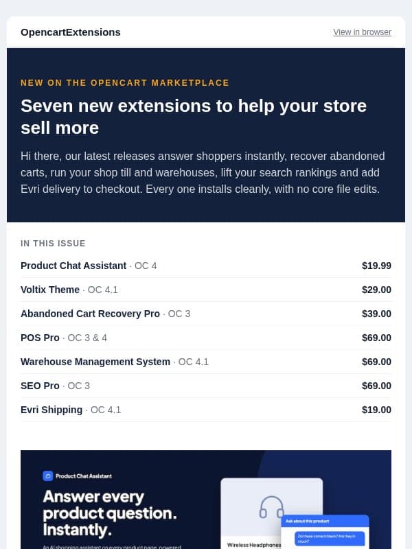 7 new OpenCart extensions to help your store sell more email from OpenCart