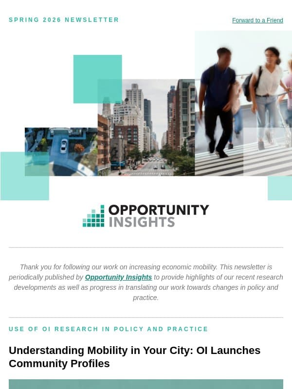 Opportunity Insights Spring 2026 Newsletter email from Opportunity Insights