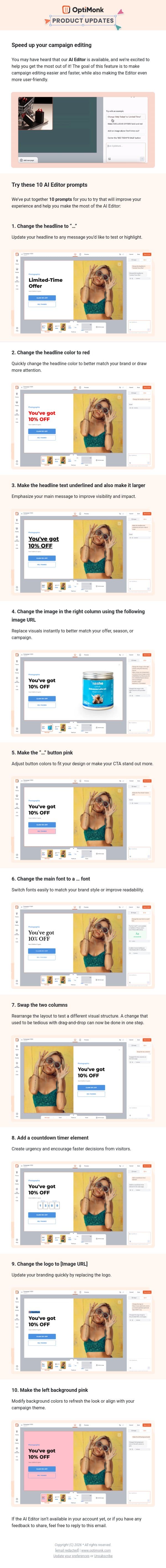 🤖 Try our new AI editor email from OptiMonk screenshot