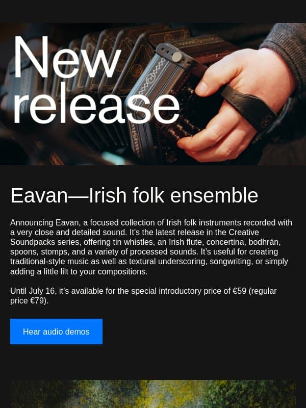 Announcing Eavan—Irish folk ensemble email from Orchestral Tools
