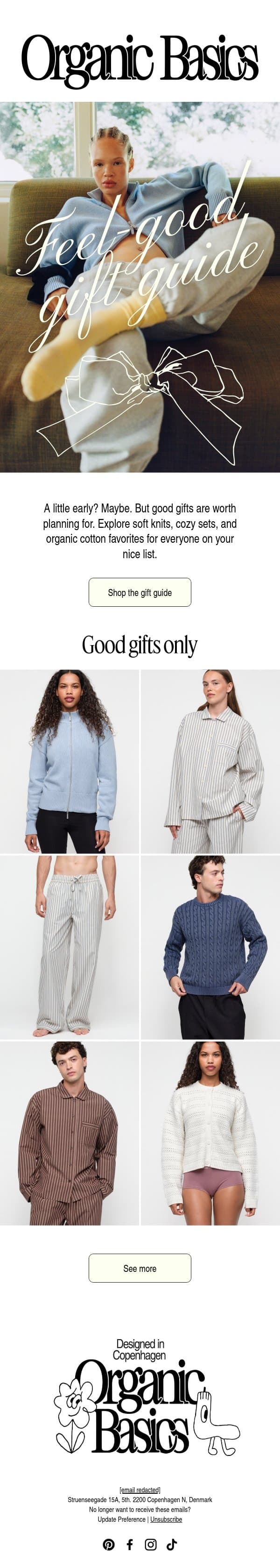 For everyone on your nice list email from Organic Basics screenshot