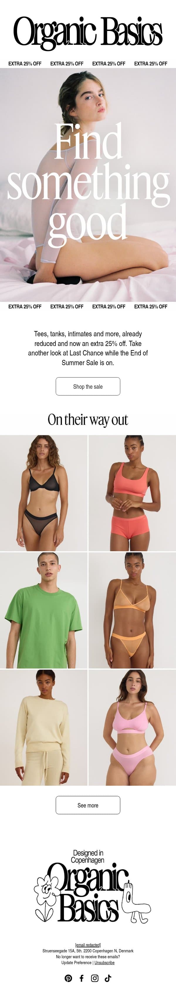 Leaving soon: these styles email from Organic Basics screenshot