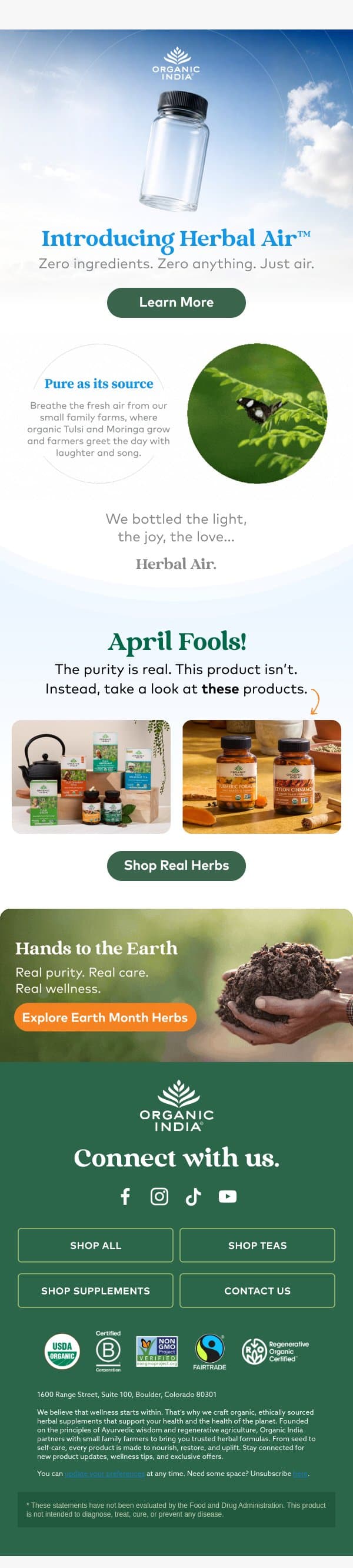 ⛅ Introducing Herbal Air™ email from Organic India screenshot