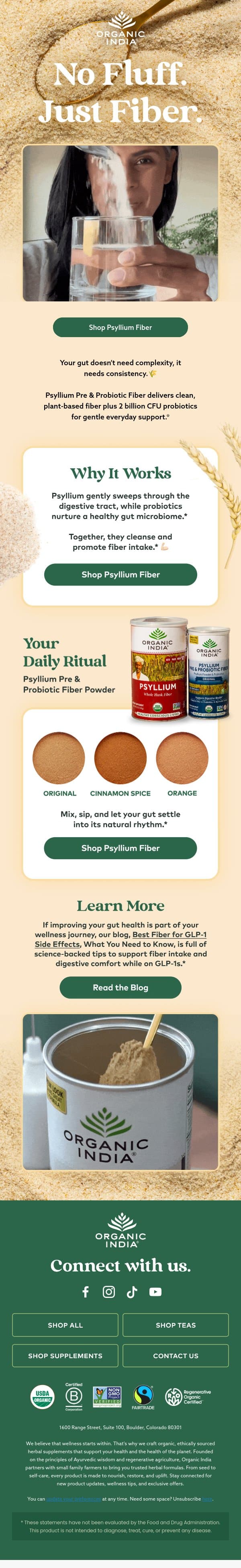 Detox Meets Daily Fiber π€ email from Organic India screenshot
