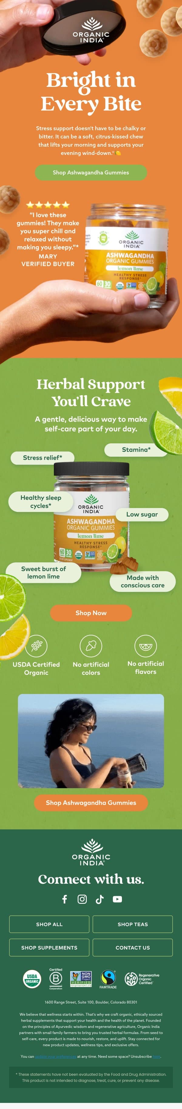 Chew Your Calm 🧘 email from Organic India screenshot
