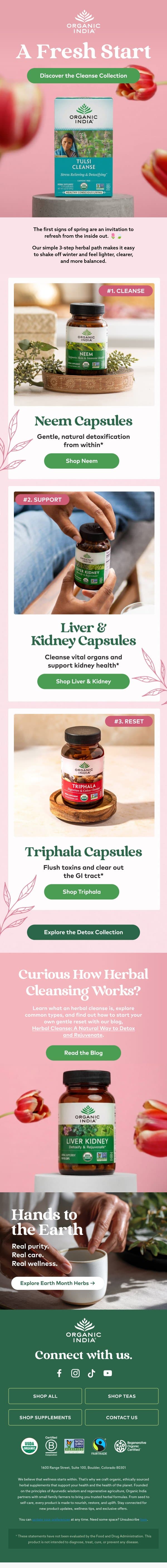 Detox Your Way Into Spring email from Organic India screenshot