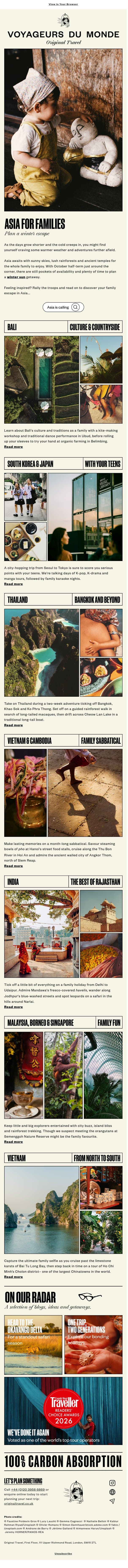 🌎 Asia for families: where to escape to this winter email from Original Travel screenshot
