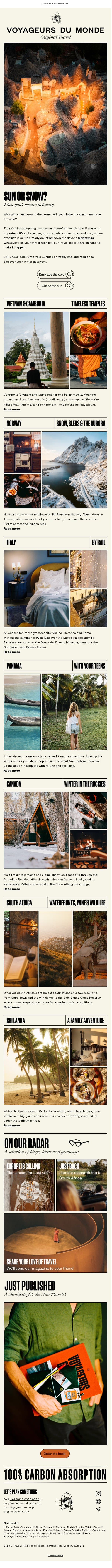 🌎 Do you prefer your winter hot or cold? email from Original Travel screenshot