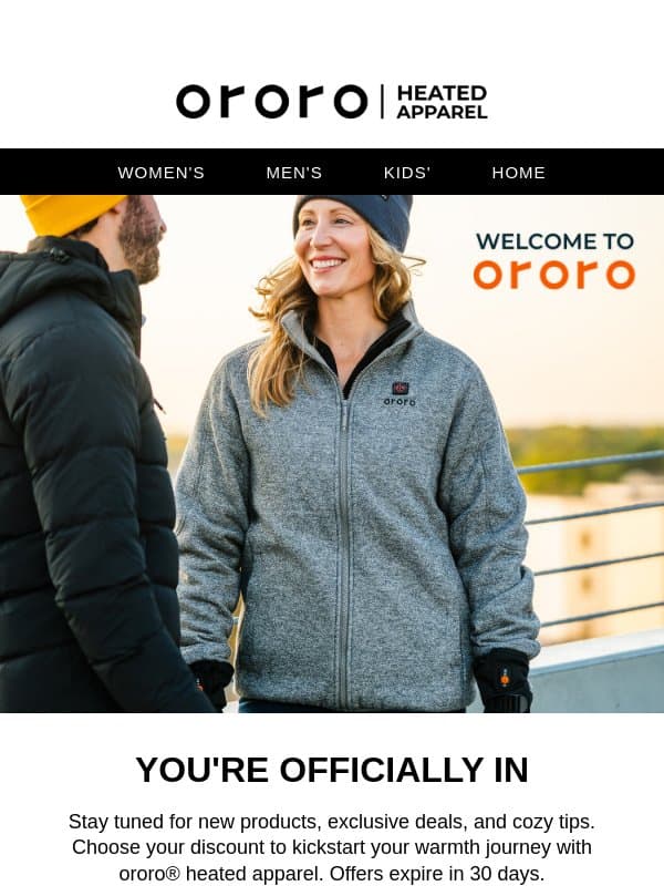 Welcome to ororo! You're officially in. 🧡 email from ororo